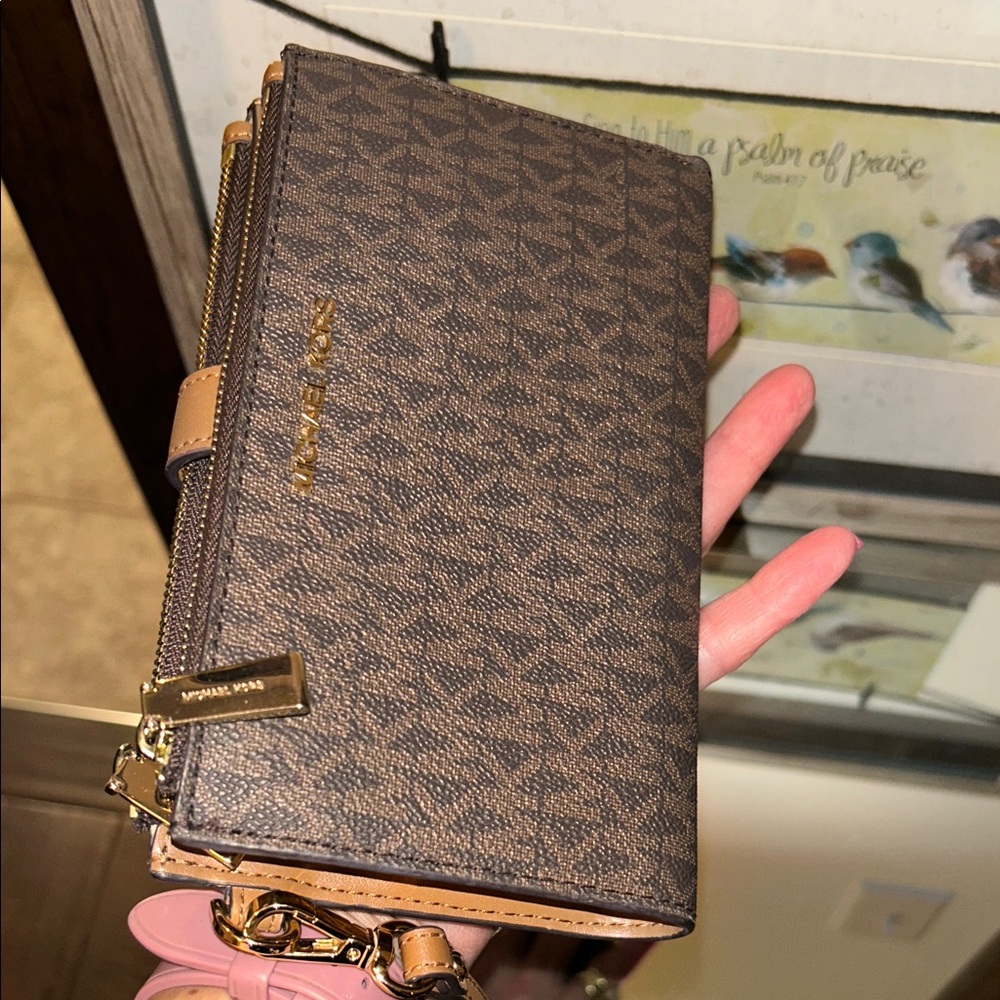 Michael Kors Dark Brown Wristlet with Gold Accents - Picture 15 of 15